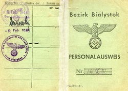 Dokument Bezirk Bialystok  Nr II 6/ Z 31 .  wystawiony na nazwisko Żynel Władysław