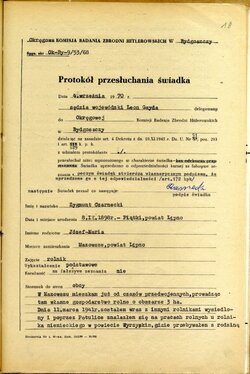 Protokół przesłuchania świadka Zygmunta Czarneckiego, Bydgoszcz, 4 IX 1970 r. [ze zbiorów IPN]