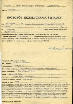 Protokół przesłuchania świadka Marianny Kowalewskiej z 4 XI 1968 r. [ze zbiorów IPN]. 