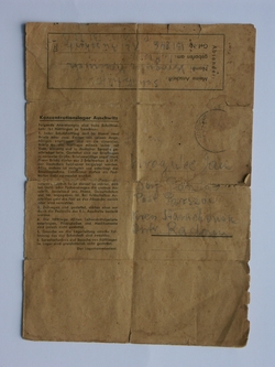 List z KL Auschwitz Kazimierza Krogulca z dnia 21 XI 1943 r. do Jana Krogulca zamieszkałego w Parszowie [ze zbiorów Mauzoleum w Michniowie]
