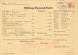 Karta więźnia Kazimierza, Krogulca KL Auschwitz, 29 VII 1943 r. [ze zbiorów APMAB]
