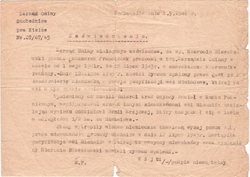 Zaświadczenie o śmierci Hieronima Błaszkowskiego, Suchedniów, 8 V 1946 r. [ze zbiorów Mauzoleum w Michniowie]