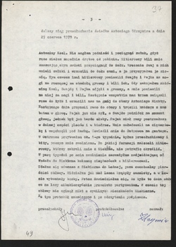 Protokół przesłuchania Antoniego Zdzimiry świadka egzekucji w Siekiernie 17 IX 1943 r. [ze zbiorów IPN].