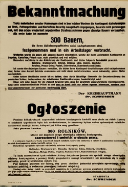 Ogłoszenie o ukaraniu rolników, którzy nie wywiązali się z postanowień kontyngentowych, bd. [ze zbiorów Muzeum „Pod Zegarem” w Lublinie].