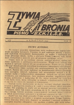 Gazetka „Żywią i Bronią”, 1944 r. [ze zbiorów MHPRL w Warszawie]