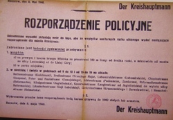 Rozporządzenie policyjne o zakazach obowiązujących Żydów, Rzeszów, 8 V 1940 r. [ze zbiorów AP w Kielcach].
