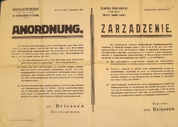 Zarządzenie zakazujące aryjczykom wejścia na teren gett, Końskie, 16 XII 1941 r. [ze zbiorów AP w Kielcach].
